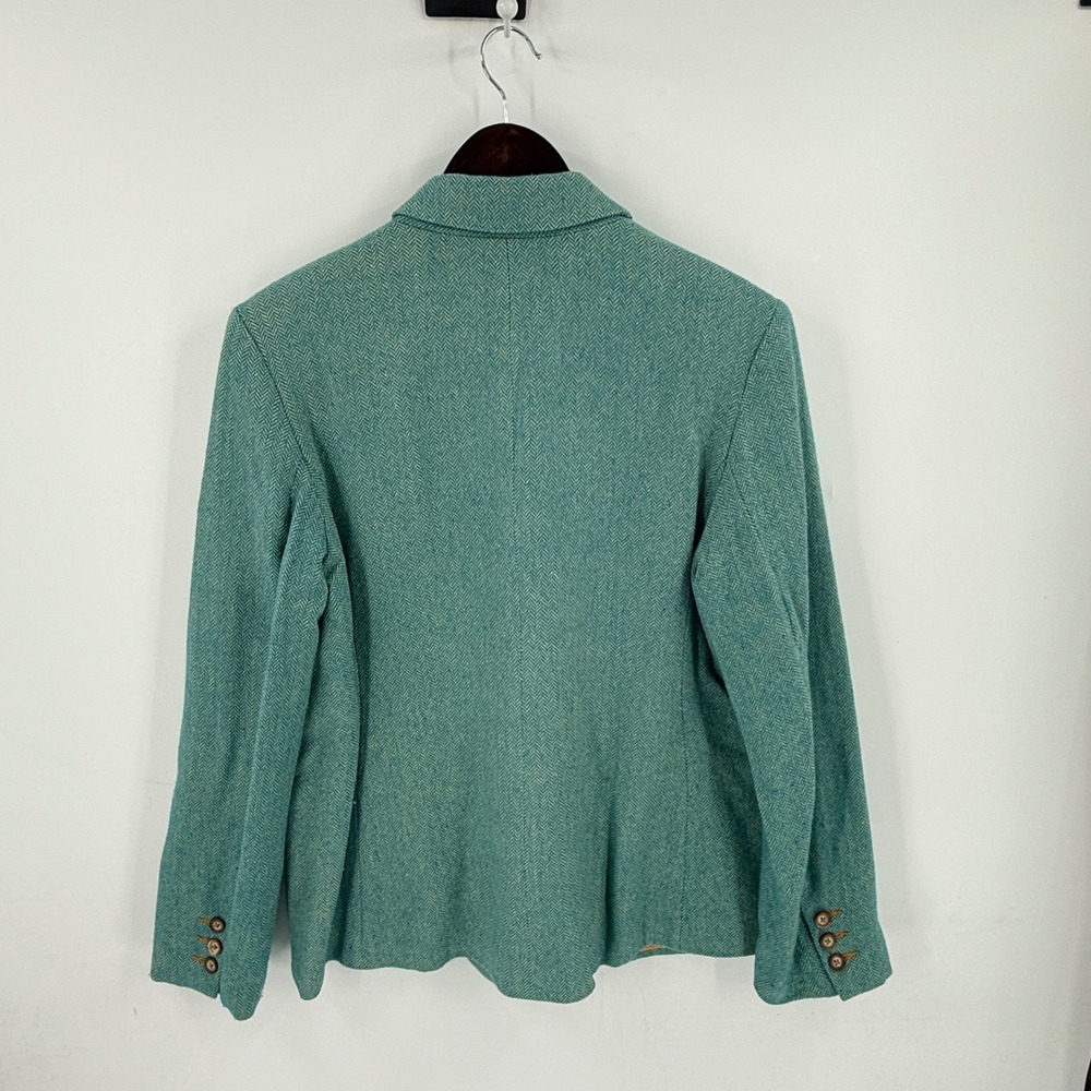 Sundance Wool Viscose Herringbone Blazer Teal Tailored Notch Lapel Size L Large - Picture 2 of 9